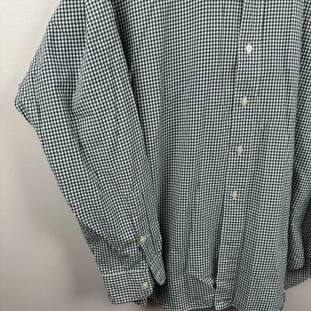 Ralph Lauren Golf Button Shirt Green Gingham Plaid Blue Pony Crest XL Tilden LS